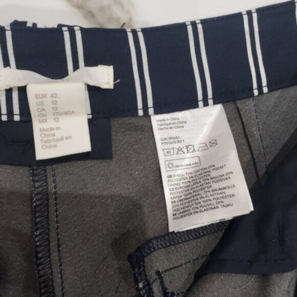 H&M Pinstripe Trousers/Pants Straight Fit Mid Rise- Size 12 - Picture 11 of 16